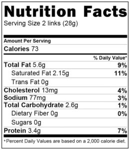 Traditional Sausage Rolls 454g (16oz) Nutrition Facts