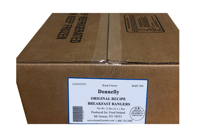 Packaging for Donnelly Original Breakfast Sausage 454g (16oz) X 12